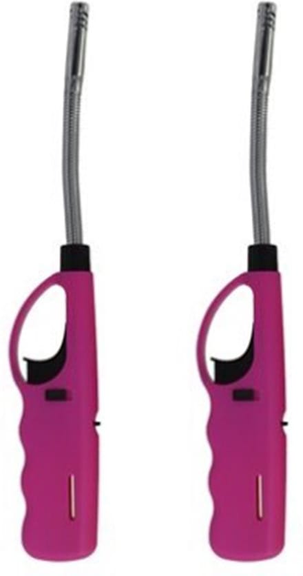 Flame Classics - BBQ/keuken/gas/haard aansteker - 4x - roze - 27 cm