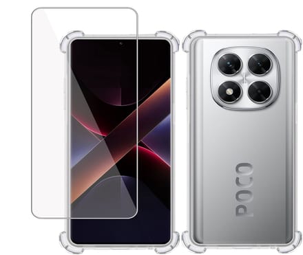 TechNow Hoesje + Screenprotector geschikt voor Poco X7 – Tempered Glass - Extreme Shock Case Transparant