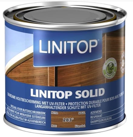 linitop Solid - Beits - Duurzaam extreem weersbestendige houtbescherming met uv filter - Solventbasis - 0.50 L - 283 Notelaar