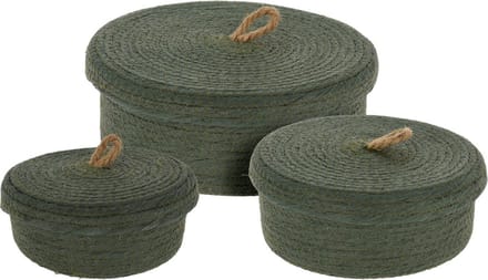 Decoratieve opbergmanden, jute deksel, 3 stuks
