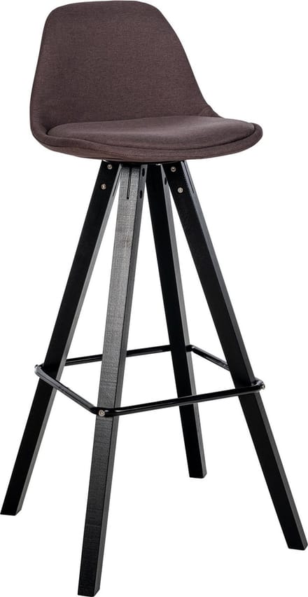CLP Corbin Barkruk - Met rugleuning - Hout Vierkant frame - Stof - zwart/bruin