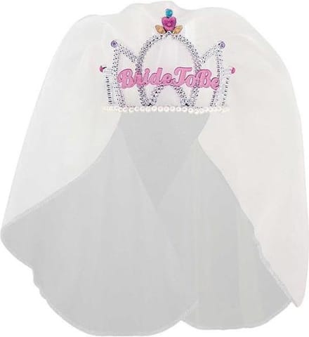 Haza Original Tiara "bride To Be" Met Sluier Dames Wit/roze