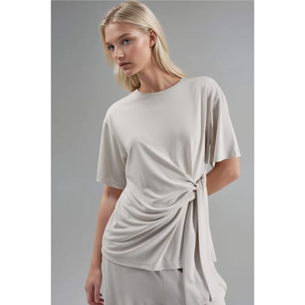 Losse Fit Crew Neck Modal Blouse met Strikdetail
