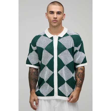 Gebreid Shirt Met Ontspannen Pasvorm En Open Haaksteek | Green | Size Small