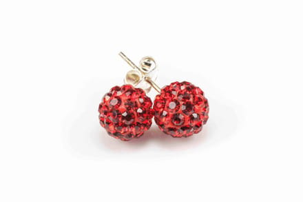 Karma Oorbellen Crystal Ball Red Zilver | 4 mm