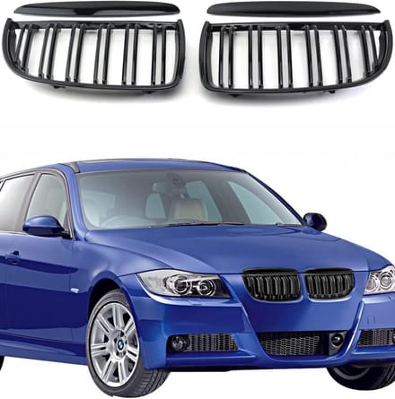 Glanzend Zwarte Radiatorgrille Dubbele Lamellen voor BMW 3 Serie E90 E91 (05-08)