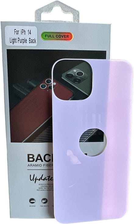 Armid Fiber Achter glas beschermer Geschikt voor: Apple iPhone 14 (Lightpurple) Achterkant Temper Glass Protector - Back Screen Protector