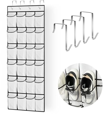 Hanging Shoe Organizer with 24 Compartments - Multifunctional Storage Bag for Door