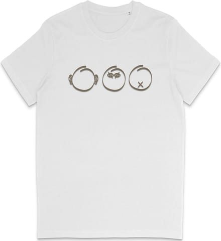 Grappig T Shirt Dames en Heren - Horen Zien en Zwijgen - Wit- M