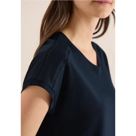 Shirt met V-hals en kanten detail