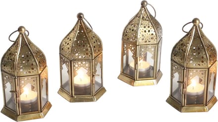 Oosterse glazen lantaarns Nael Transparant set van 4