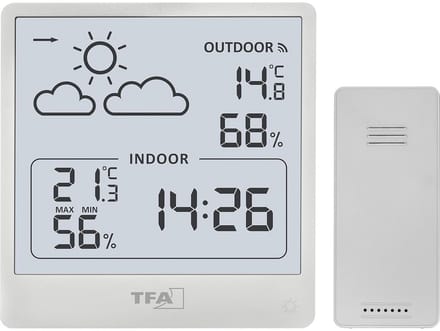 Draadloos weerstation met buitensensor voor temperatuur en luchtvochtigheid