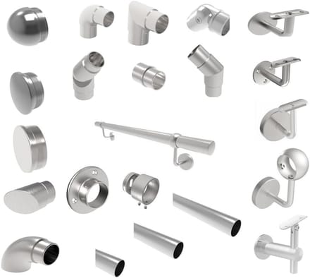Configureerbare RVS Trapleuning Set 42,4mm - Wandsteun & Accessoires
