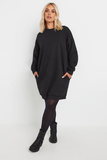 Yours Zwarte Sweatshirtjurk Size 54-56