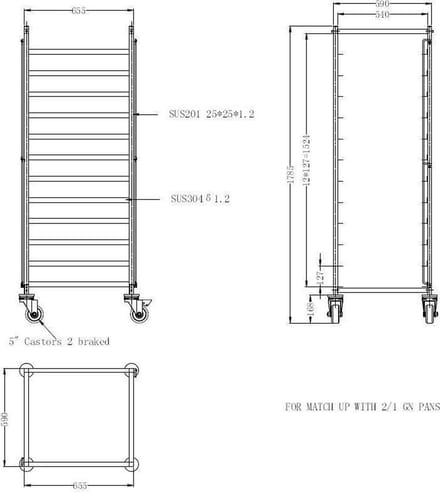 Professionele Regaalwagen Demontabel 2/1Gn | Combisteel | 7490.0265 | Horeca