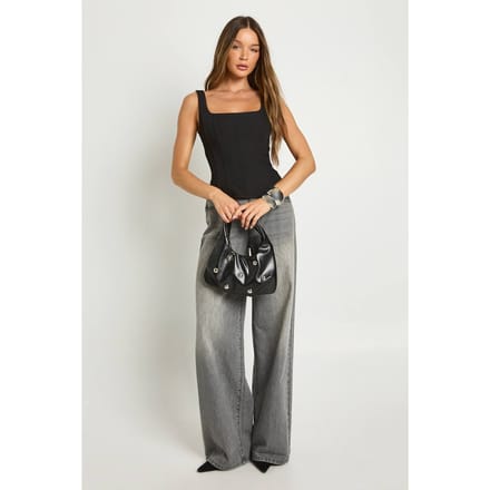boohoo Dames Gestructureerde Crepe Korset Top | Zwart | Maat: 34