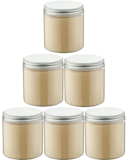 Scrubzout Vanille 300 gram - Pot met aluminium deksel - set van 6 stuks - Hydraterende Lichaamsscrub