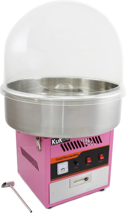 Suikerspinmachine - roestvrijstaal - 50 cm - plexiglas kap