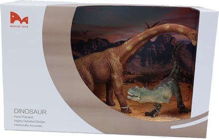 PIA Soft Toys - Brachiosaurus - T-rex Set in Showbox - PVC - 22-35 cm