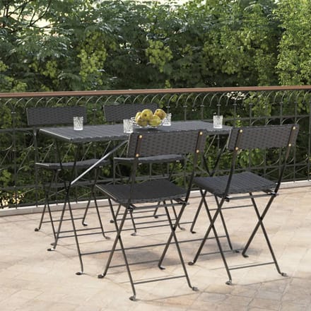 vidaXL - Opklapbare - stoelen, - 4 - stuks, - zwart, - van - polyrotan - en - staal.