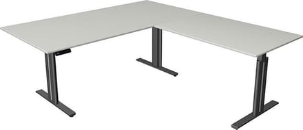 Kerkmann Hoekbureau Move-3 elegant - licht grijs - 200x220 cm - elektrisch verstelbaar