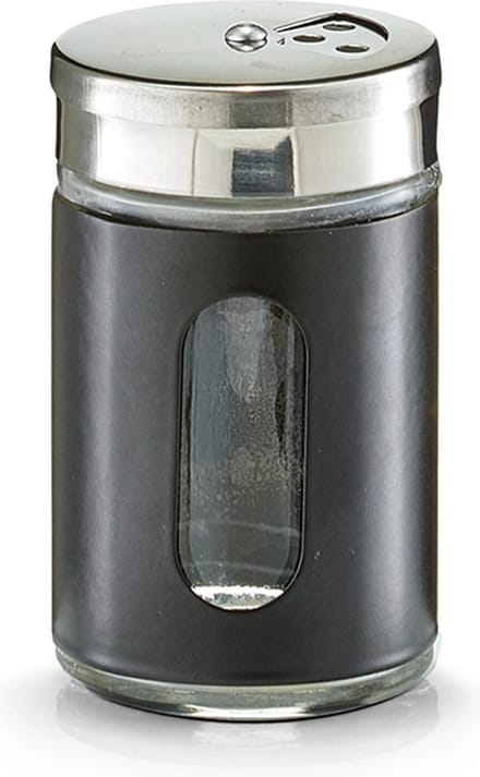 Zeller glazen kruidenpotje 90 ml present - Zwart - Met deksel