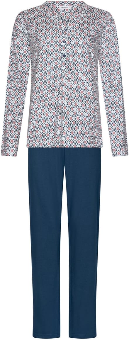 Pastunette - Rose Stream - Pyjama - Bio Katoen - Wit/Blauw - Maat 48