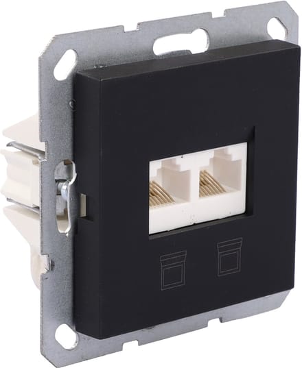 Q-Link Mql s-l inbouw contactdoos zwart tel/dat cat5e 2x8