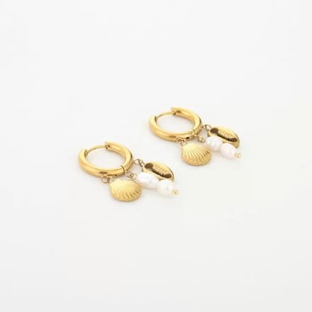 Bijoutheek Oorringen Hoop Parels Schelpen Goud