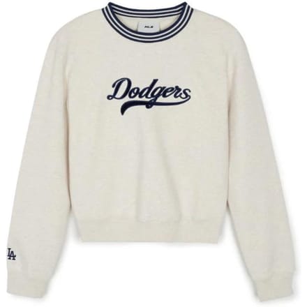 MLB Los Angeles Dodgers Logo Motif Lettres Col Rond Pull Pull Manches Longues Pull en Maille Pull pour Femme Blanc Cassé 3FMTV0344-07OTS S gray