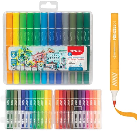 Fonzell Super Brush Markerset - Professionele Brushpennen - 24 Kleuren