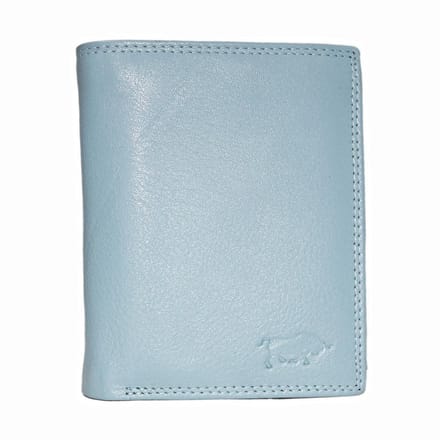 Lichtblauwe Euro Portemonnee Leer - Compact Leren Portemonnee Lichtblauw