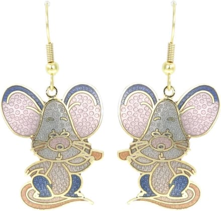 Behave - Oorhangers dames - muizenmotief - grijs - 4,5 cm