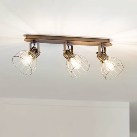 EGLO Sambatello Opbouwspot - 3 lichts - E27 - Bruin - ZIlver