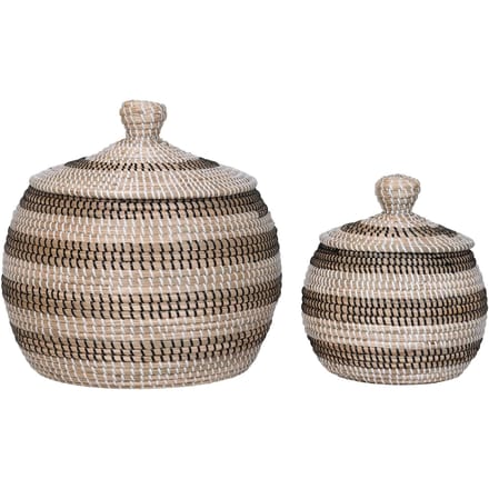 Ipoh Basket - Basket, seagrass, natural/white/black, set of 2