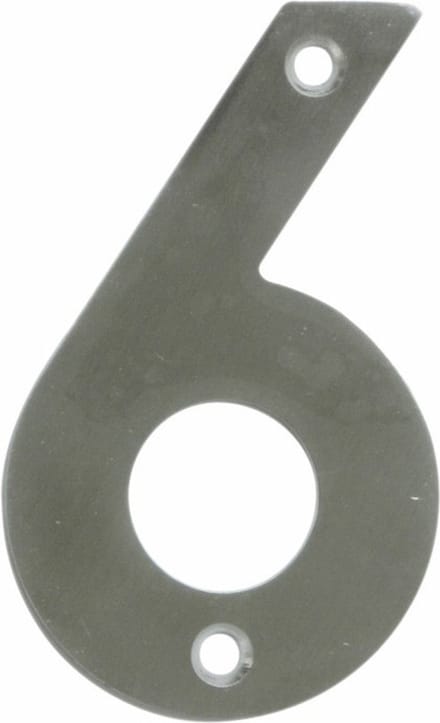 AMIG Huisnummer 6 - massief Inox RVS - 10cm - incl. bijpassende schroeven - zilver