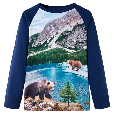 vidaXL Kindershirt met lange mouwen 128 marineblauw