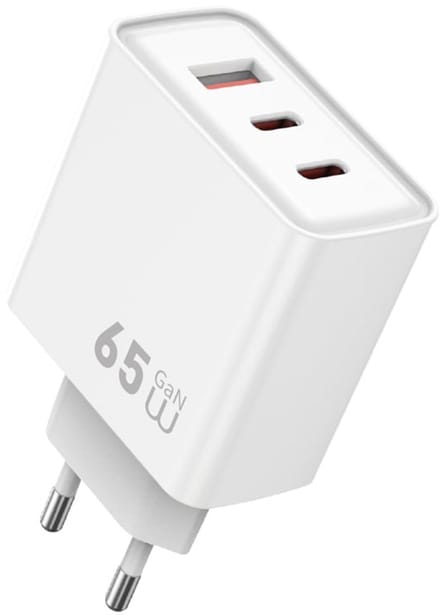 WiWU 65W snellader – Driepoorts Charger zonder Kabel – Wit