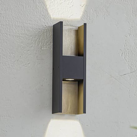 Lucande LED buitenwandlamp Lavrin, zwart/grijs, aluminium