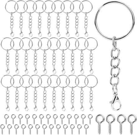 60x Set Sleutelhangers en Schroefogen - Karabijnsluiting voor Knutselen en Sieraden