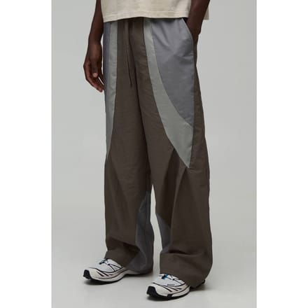 Baggy Fit Colour Block Trainingsbroek | Brown | Size Medium