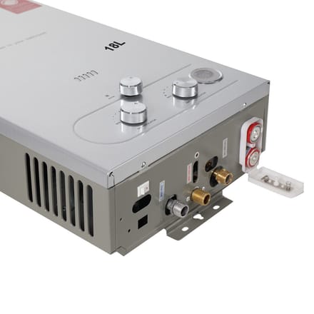 Doorstroomverwarmer - LPG - RVS - 2800Pa - 18L - Zilver