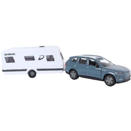 Volvo EX90 met Dethleffs caravan die cast pull back 30cm Voertuigen