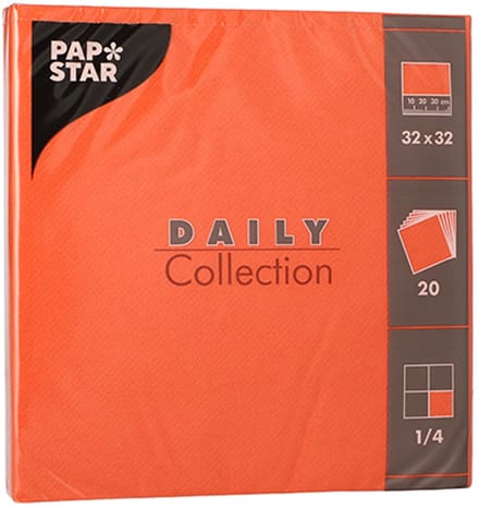 15x 20 Servetten DAILY Collection 1/4 vouw 32 cm x 32 cm nectarine