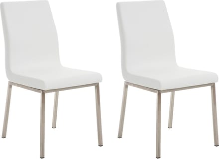 CLP Colmar Set van 2 eetkamerstoelen - RVS - Kunstlkeer - wit