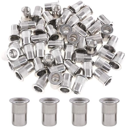 50 Stuks M8 Rvs Platte Kop Draadmoer Insert Nutsert Rivet Set voor Duurzame Bevestiging