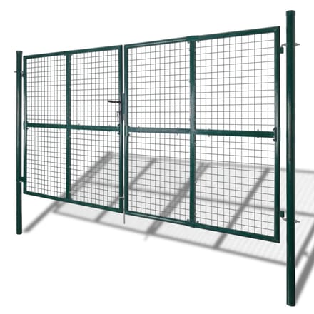 vidaXL - Dubbele - poort - met - deur - 300x150 - cm - gepoedercoat - staal