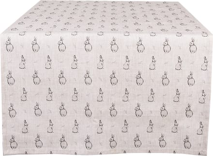 Clayre & Eef Tafelloper 50x140 cm Beige Grijs Katoen Konijn