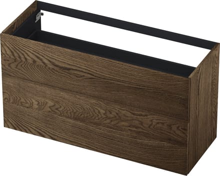 INK wastafelonderkast 2 laden greeploos push to open echt hout 100x45x65cm, massief eiken charcoal
