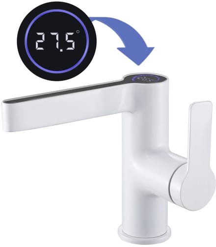 Wastafelkraan met display wit QMIX300 - WAHLBACH